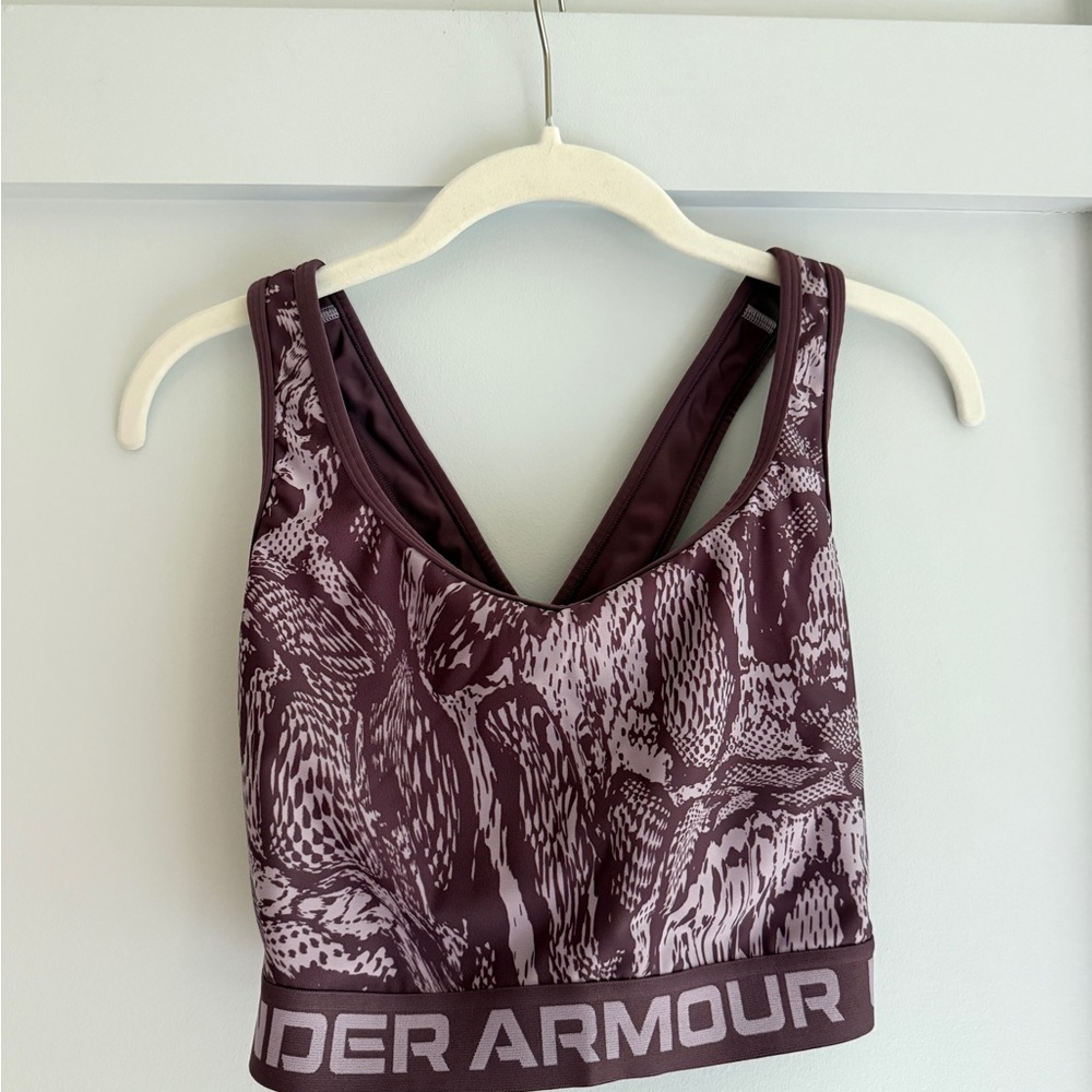 Under Armour Women's Patterned Sports Bra - Purple and White